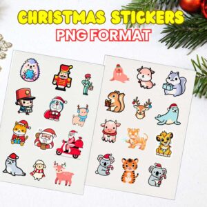 Cute Christmas Stickers Pack | 120+ PNG Clipart | Kids Holiday Sticker Bundle | Printable Christmas Animals & Characters | Digital Download